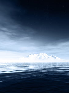 landscape, sea, night sky, winter, fog, iceberg thumbnail