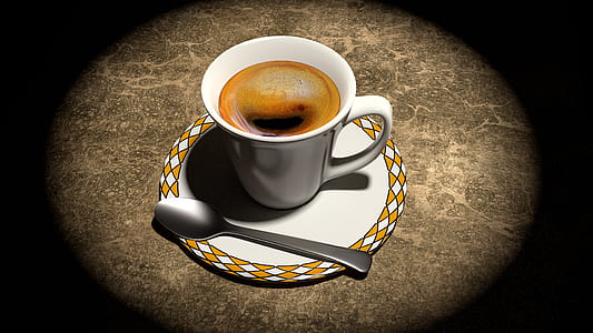white and yellow ceramic cup with coffee illustration thumbnail