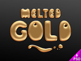 Melted Gold Text Style psd file