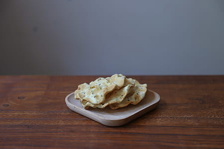 Pastry on Tray on Wooden Surface thumbnail