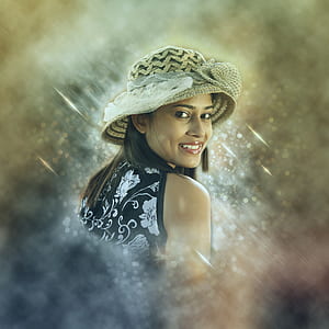 selective focus photography of woman wearing bucket hat thumbnail