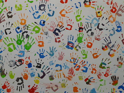 white and multicolored hand print artwork thumbnail