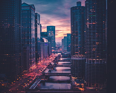assorted buildings beside hiway road thumbnail