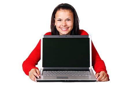 woman holding gray laptop computer thumbnail