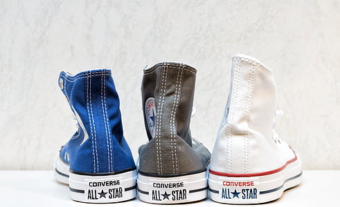 blue, brown, and white Converse All-Star high-tops thumbnail