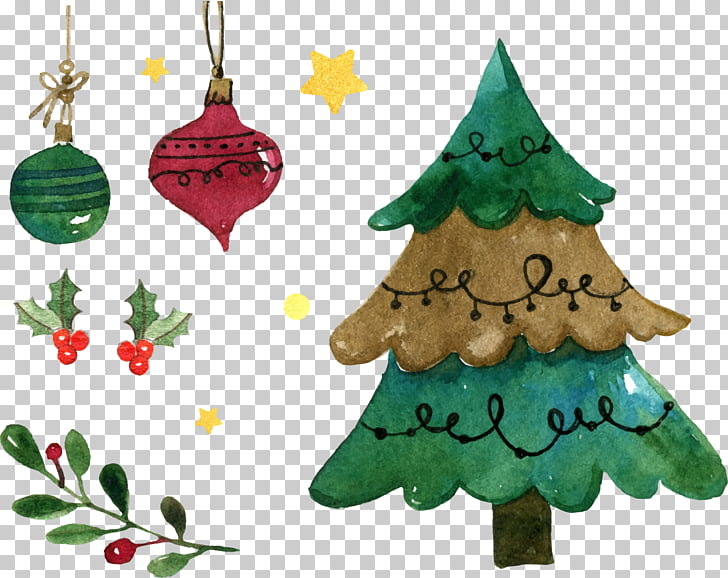 Christmas Tree Watercolor Painting Christmas Ornament Hand Painted Christmas Tree Decoration Png Clipart Free Cliparts Uihere
