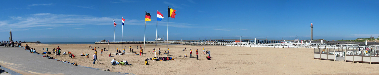 Panormanic View of the Beach in Ostend, Belgium thumbnail