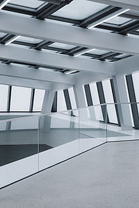 grey glass panels with glass and metal panels on ceiling thumbnail