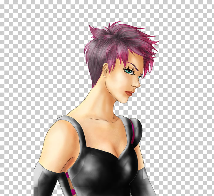 Black Hair Hair Coloring Bangs Long Hair Short Haired Girl Png