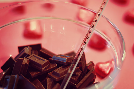 bars of chocolates inside clear glass bowl with thermometer thumbnail