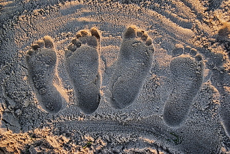 foot prints on sand during daytime thumbnail