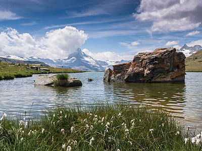 body of water near green grass thumbnail