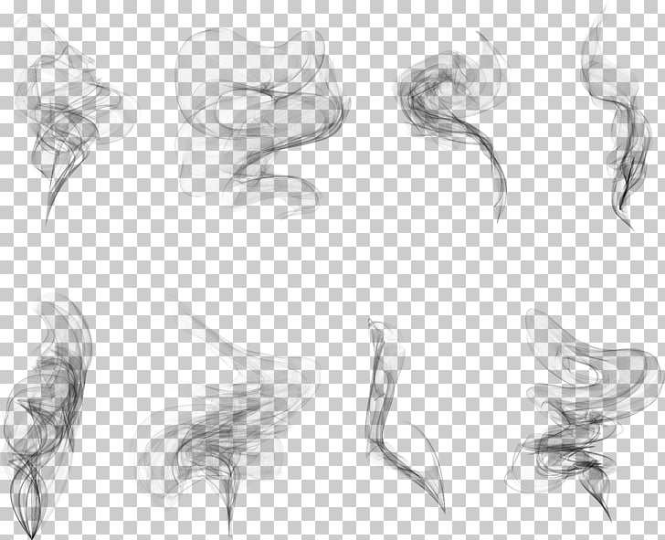 Smoke, photo of eight black smoke artworks PNG clipart