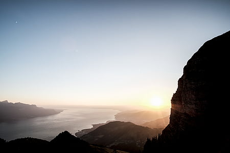 silhouette of mountain during sunset thumbnail
