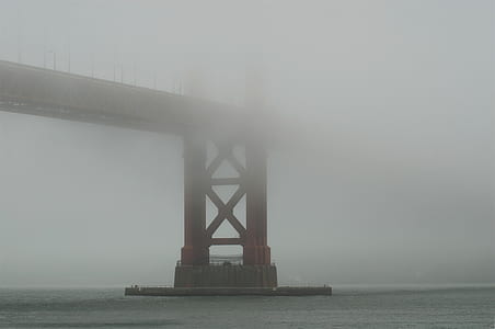 grey and black bridge under gloomy sky thumbnail