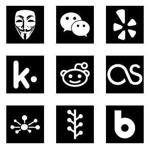 Social Black Buttons svg vector icon sets