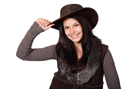 women's brown cowboy hat with with black top thumbnail