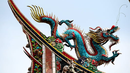 blue, red, and gold dragon illustraqtion thumbnail