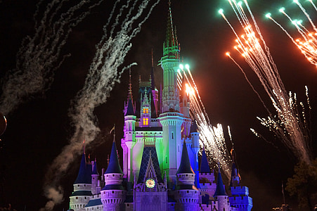 Disney Castle with fireworks display thumbnail