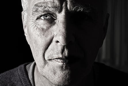 man face close up grayscale photography thumbnail