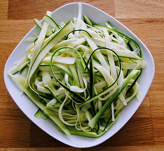 green vegetable peels on white plate thumbnail