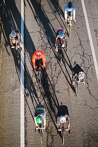 Bicycle race view from above in the city thumbnail