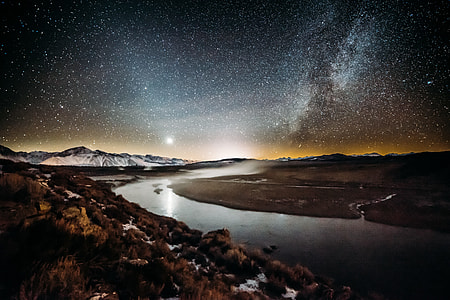 landscape photo of river between barren field thumbnail