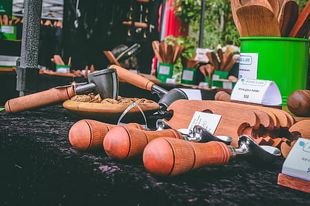 Brown Wooden Tools on Table thumbnail