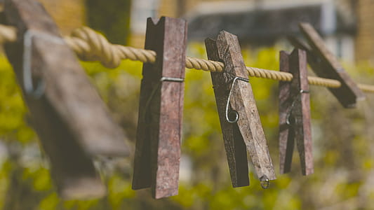 Clothes pins on clothes line. thumbnail