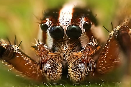 macro photography of brown bold jumping spider thumbnail