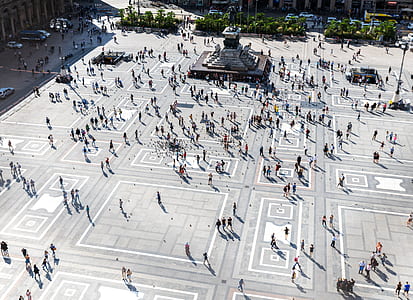 aerial view photography of people walking on street thumbnail