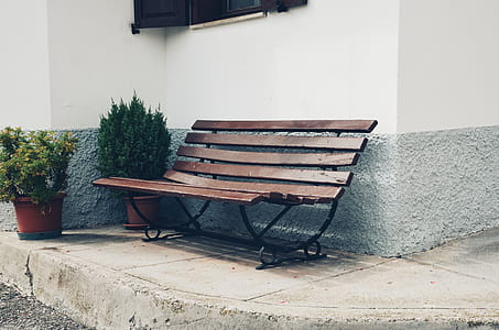 Brown Bench Near Wall thumbnail