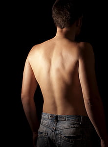 man wearing blue-washed bottoms thumbnail