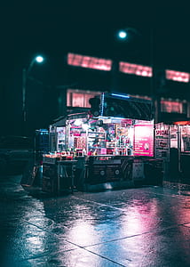 food stall during night time thumbnail