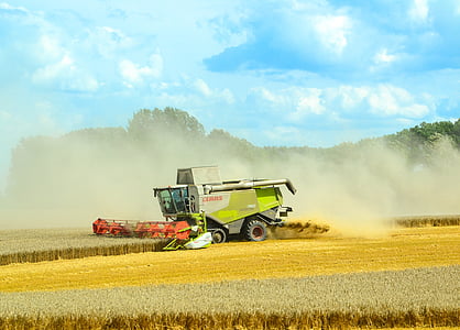 green and red cultivator while harvest thumbnail