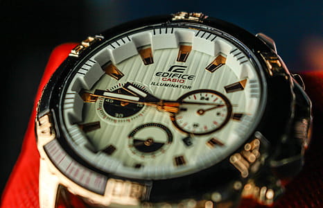 Round White and Silver-colored Casio Edifice Chronograph Watch thumbnail