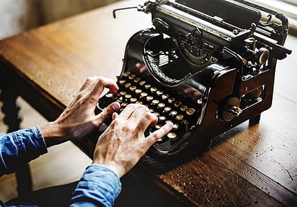 hands, typing, vintage, table thumbnail