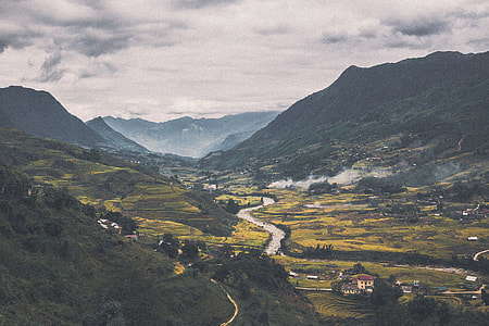 aerial photography of village thumbnail