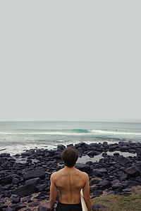 man standing nearby sea thumbnail