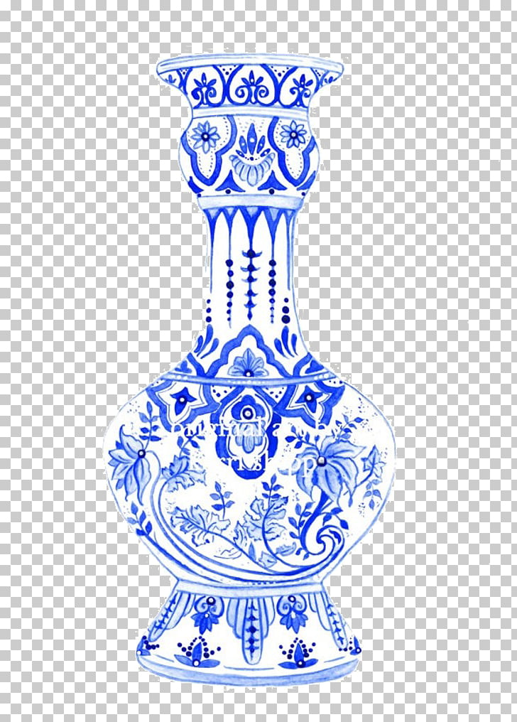 Chinese Jingdezhen ancient pagoda blue and white porcelain vase T2