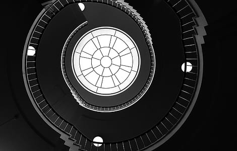 low angle view of spiral stairs thumbnail