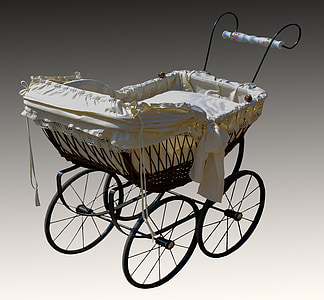 white bassinet with black steel frame thumbnail