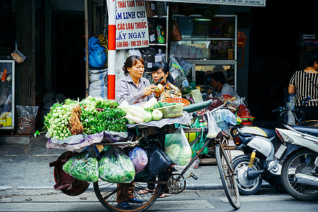 black Dutch bicycle carrying assorted vegetables thumbnail