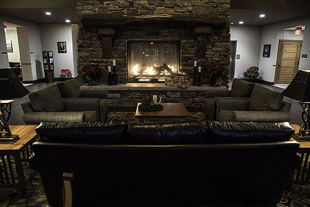 Indoors Fireplace at the Betty Lea Lodge at Echo Bluff State Park, Missouri thumbnail