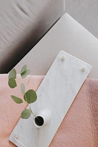 Marble white tray with silver handles thumbnail