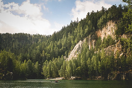 boat near green trees at daytime thumbnail