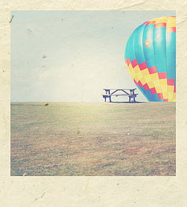hot air balloon near bench painting thumbnail