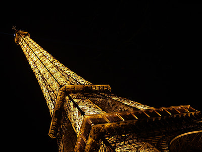 worm's eye view of eiffle tower during nightime thumbnail