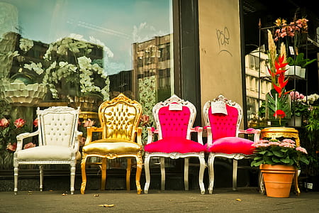 four assorted padded chairs thumbnail