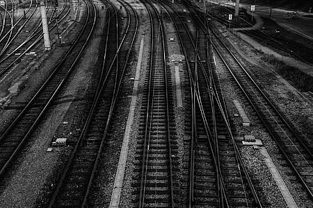 grayscale photo of railway thumbnail